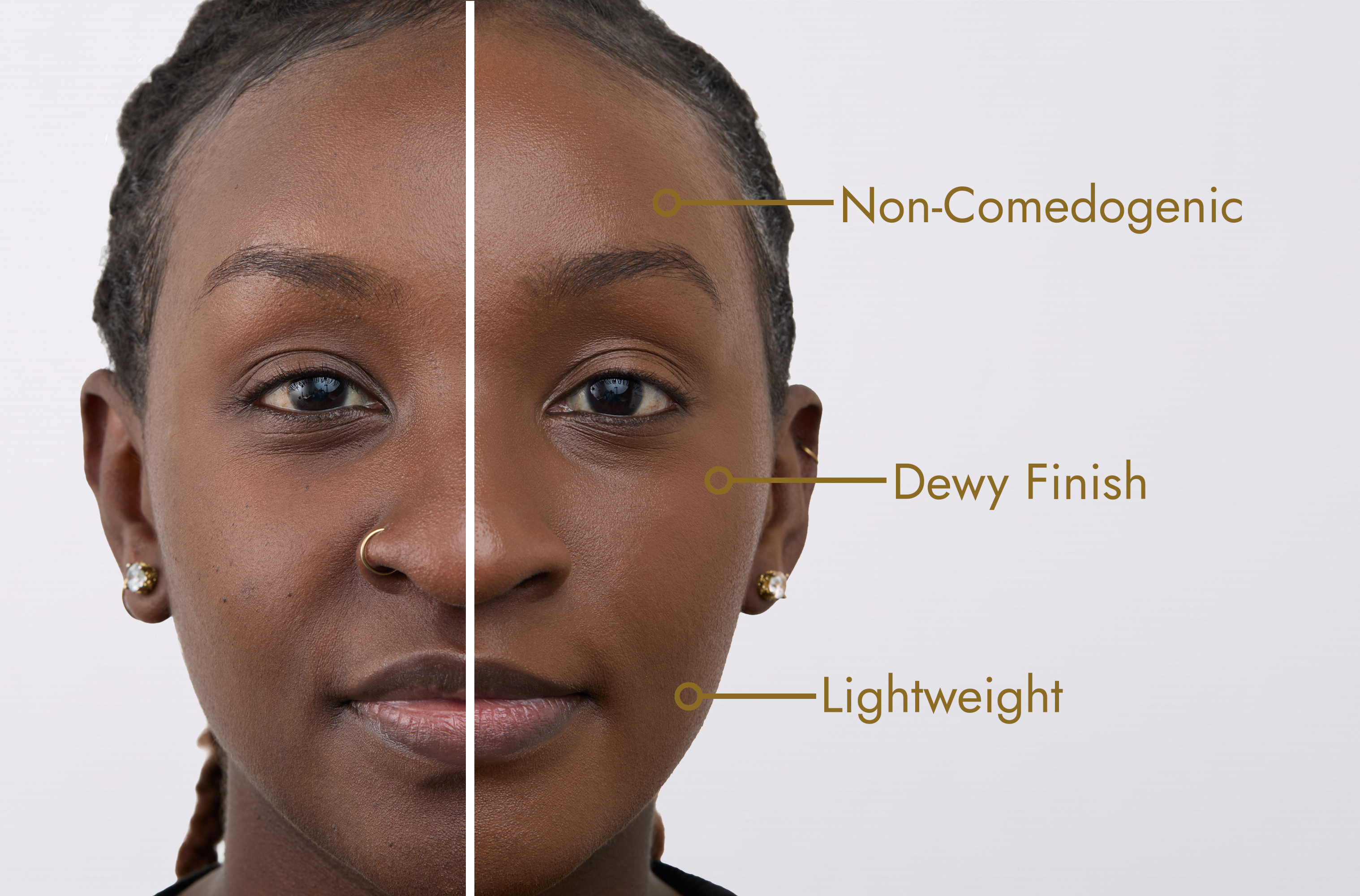 Before and after, lighter skin tone