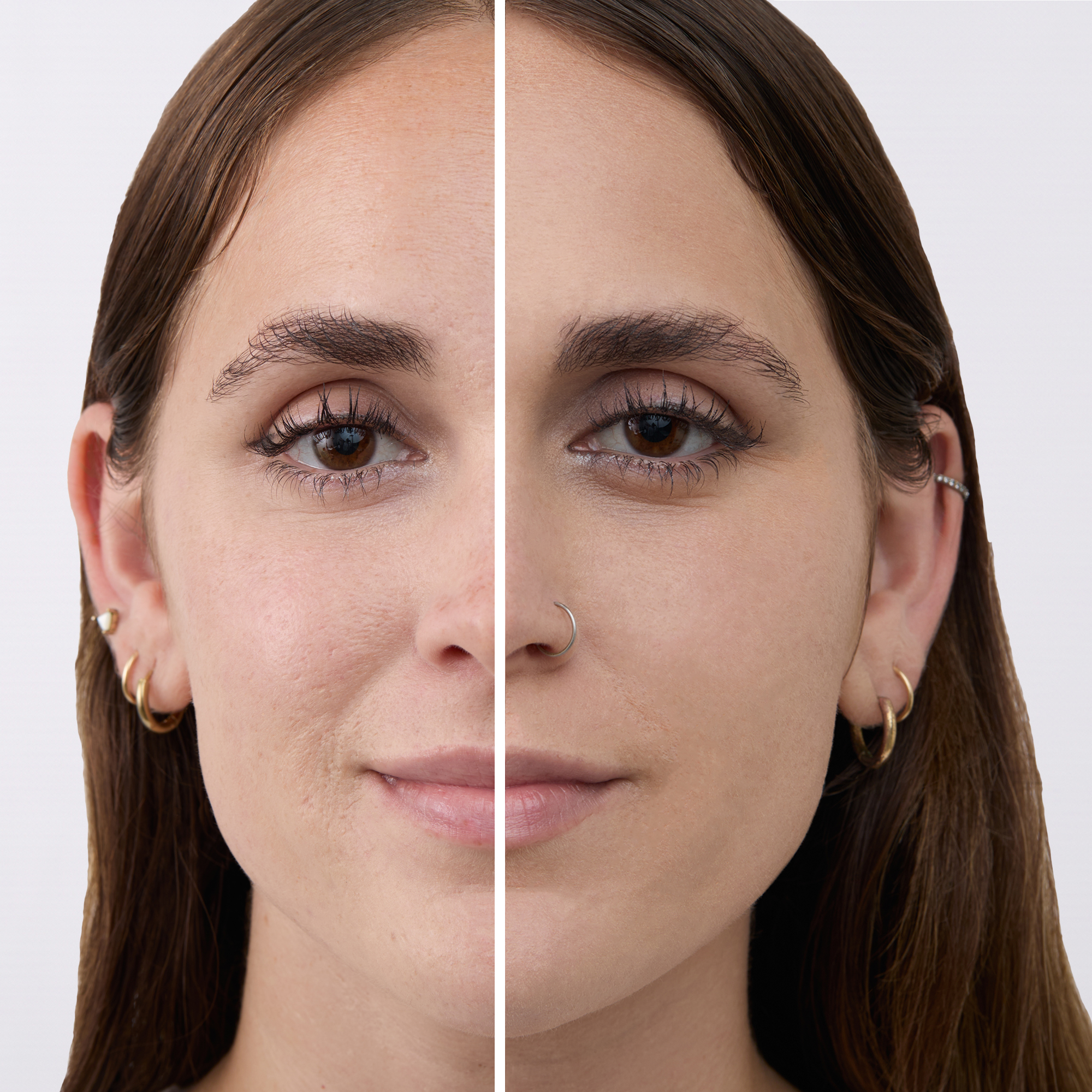 Before and after, lighter skin tone